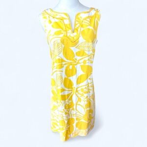Talbots Petite SZ 8‎ Yellow Mini Dress Vibrant Floral tropical print